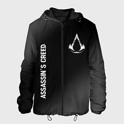 Куртка с капюшоном мужская Assassins Creed glitch на темном фоне: надпись, си, цвет: 3D-черный