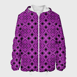 Куртка с капюшоном мужская Геометрический узор в пурпурных и лиловых тонах, цвет: 3D-белый
