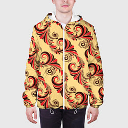 Куртка с капюшоном мужская Винтажный растительный орнамент, цвет: 3D-белый — фото 2