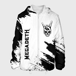 Куртка с капюшоном мужская Megadeth и рок символ на светлом фоне, цвет: 3D-белый
