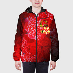 Куртка с капюшоном мужская 9 мая и гвоздики, цвет: 3D-черный — фото 2