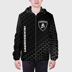 Куртка с капюшоном мужская Lamborghini карбоновый фон, цвет: 3D-черный — фото 2
