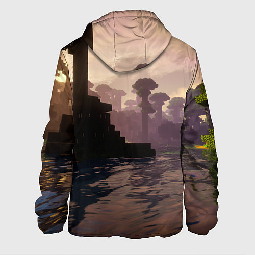 Мужская куртка Minecraft - река в лесу / 3D-Белый – фото 2