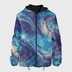 Куртка с капюшоном мужская Путеводная звезда в космосе, цвет: 3D-черный