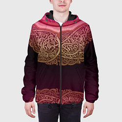 Куртка с капюшоном мужская Пылающий орнамент, цвет: 3D-черный — фото 2