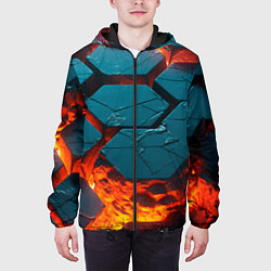 Куртка с капюшоном мужская Лавовые наносоты, цвет: 3D-черный — фото 2