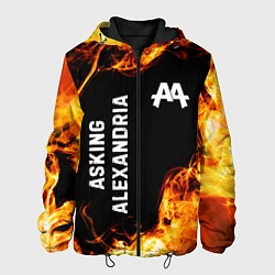 Куртка с капюшоном мужская Asking Alexandria и пылающий огонь, цвет: 3D-черный