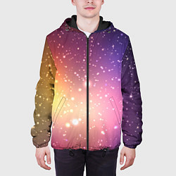 Куртка с капюшоном мужская Желто фиолетовое свечение и звезды, цвет: 3D-черный — фото 2