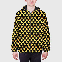 Куртка с капюшоном мужская Уточки паттерн, цвет: 3D-черный — фото 2