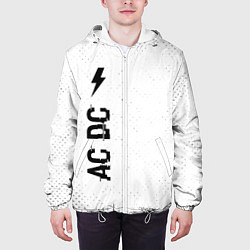 Куртка с капюшоном мужская AC DC glitch на светлом фоне: по-вертикали, цвет: 3D-белый — фото 2
