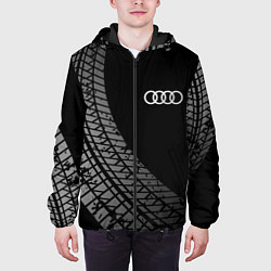 Куртка с капюшоном мужская Audi tire tracks, цвет: 3D-черный — фото 2