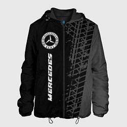 Мужская куртка Mercedes speed на темном фоне со следами шин: по-в