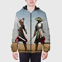 Куртка с капюшоном мужская Древний Рус против Ящера, цвет: 3D-черный — фото 2