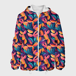 Куртка с капюшоном мужская Россыпь разноцветных лепестков, цвет: 3D-белый