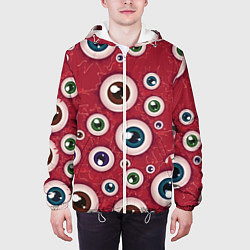 Куртка с капюшоном мужская Множество жутких глаз, цвет: 3D-белый — фото 2