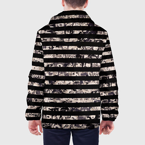 Мужская куртка В полоску с ахегао / 3D-Черный – фото 4