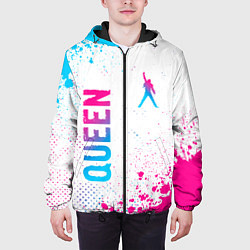 Куртка с капюшоном мужская Queen neon gradient style: надпись, символ, цвет: 3D-черный — фото 2