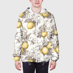 Куртка с капюшоном мужская Лимоны - винтаж графика: паттерн, цвет: 3D-белый — фото 2