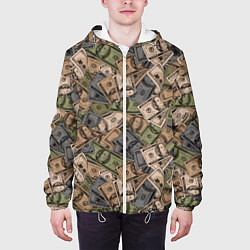 Куртка с капюшоном мужская Камуфляж с банкнотой в 100 долларов, цвет: 3D-белый — фото 2