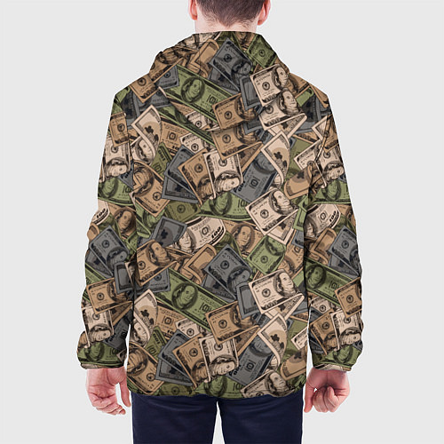 Мужская куртка Камуфляж с банкнотой в 100 долларов / 3D-Черный – фото 4