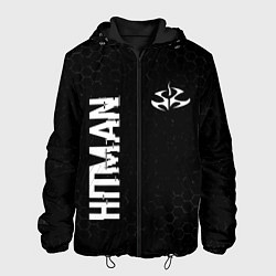 Мужская куртка Hitman glitch на темном фоне: надпись, символ