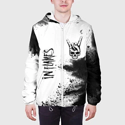 Куртка с капюшоном мужская In Flames и рок символ на светлом фоне, цвет: 3D-белый — фото 2