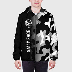 Куртка с капюшоном мужская Sally Face glitch на темном фоне: по-вертикали, цвет: 3D-черный — фото 2