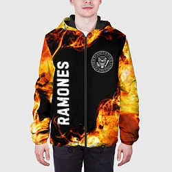 Куртка с капюшоном мужская Ramones и пылающий огонь, цвет: 3D-черный — фото 2