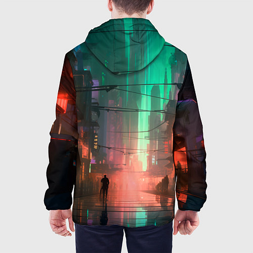 Мужская куртка Кибер город будущего / 3D-Черный – фото 4