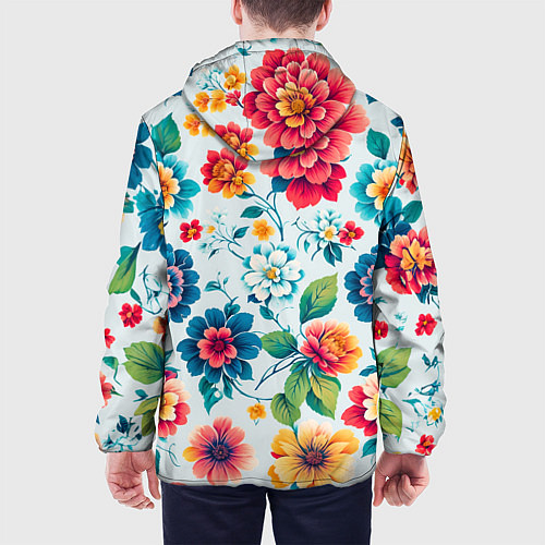 Мужская куртка Цветочный узор красивый / 3D-Черный – фото 4