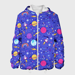Куртка с капюшоном мужская Планеты и кометы, цвет: 3D-белый