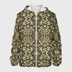 Куртка с капюшоном мужская Объемный золотой цветочный узор, цвет: 3D-белый