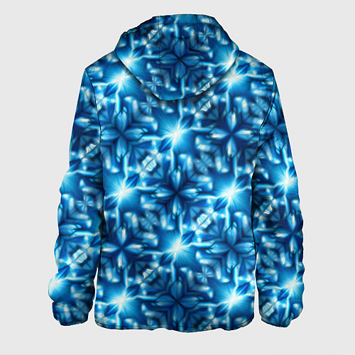 Мужская куртка Светящиеся голубые цветы / 3D-Белый – фото 2
