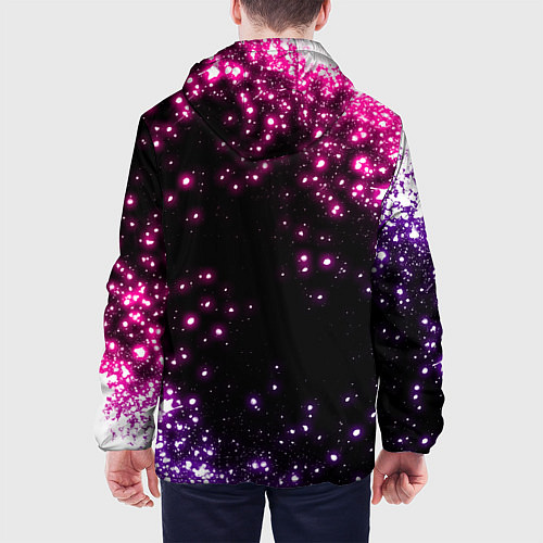 Мужская куртка Неоновые звезды - neon / 3D-Черный – фото 4