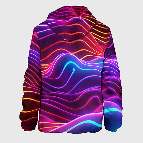 Мужская куртка Цветные неоновые волны / 3D-Белый – фото 2