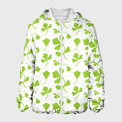 Куртка с капюшоном мужская Зелёные веточки, цвет: 3D-белый