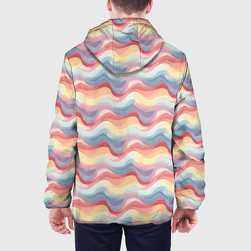 Мужская куртка Абстрактные волны пастельные тона / 3D-Черный – фото 4