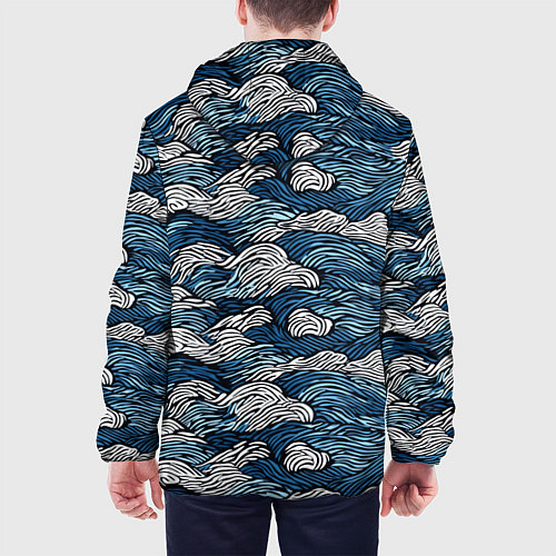 Мужская куртка Морские волны паттерн / 3D-Черный – фото 4