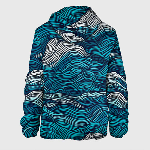 Мужская куртка Синие волны абстракт / 3D-Белый – фото 2