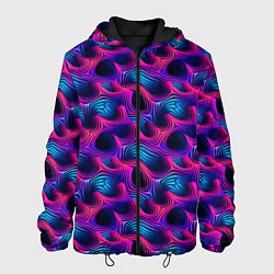 Куртка с капюшоном мужская Абстракция паттерн фиолетовые цвета, цвет: 3D-черный
