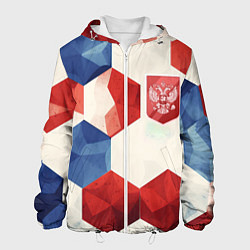 Куртка с капюшоном мужская Большие плиты герб России, цвет: 3D-белый