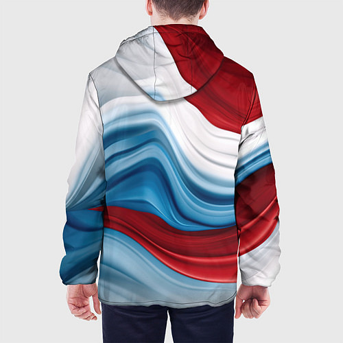 Мужская куртка Белые синие красные волны / 3D-Черный – фото 4