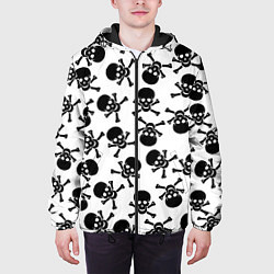 Куртка с капюшоном мужская Черепа и кости паттерном, цвет: 3D-черный — фото 2