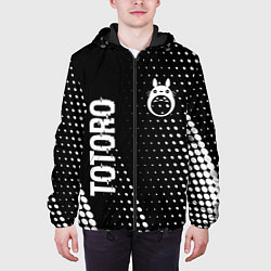 Куртка с капюшоном мужская Totoro glitch на темном фоне: надпись, символ, цвет: 3D-черный — фото 2