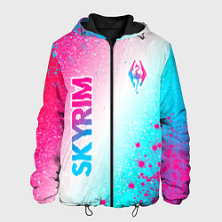 Мужская куртка Skyrim neon gradient style: надпись, символ