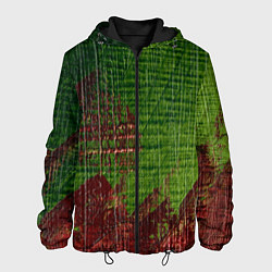 Куртка с капюшоном мужская Зелёная и бордовая текстура, цвет: 3D-черный