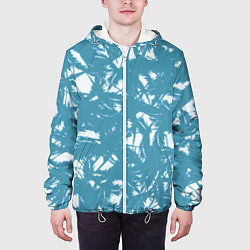 Куртка с капюшоном мужская Абстракция голубой листья, цвет: 3D-белый — фото 2