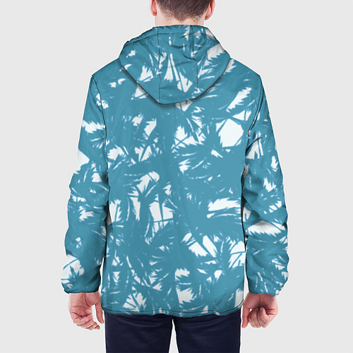 Мужская куртка Абстракция голубой листья / 3D-Черный – фото 4