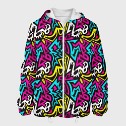 Куртка с капюшоном мужская Цветные зигзаги Colored zigzags, цвет: 3D-белый
