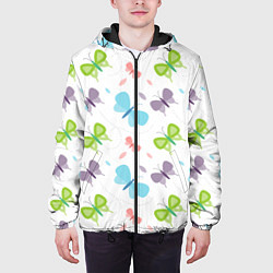 Куртка с капюшоном мужская Милые бабочки, цвет: 3D-черный — фото 2